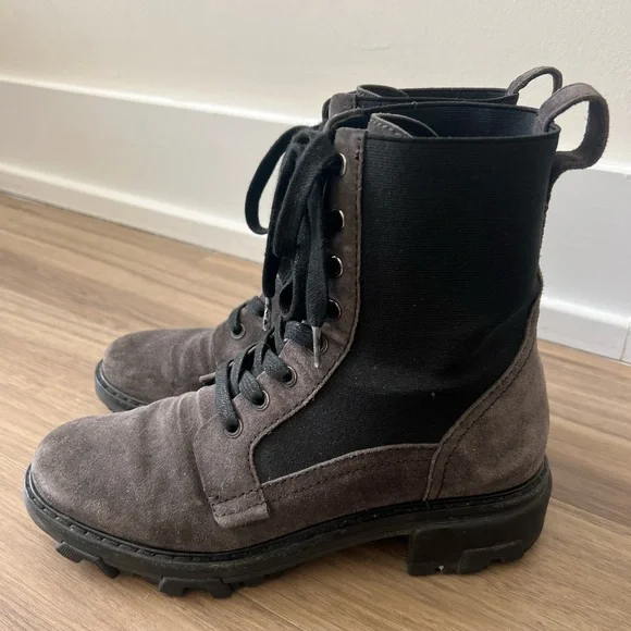 Rag & Bone Suede Grey Combat Boots - Picture 3 of 7